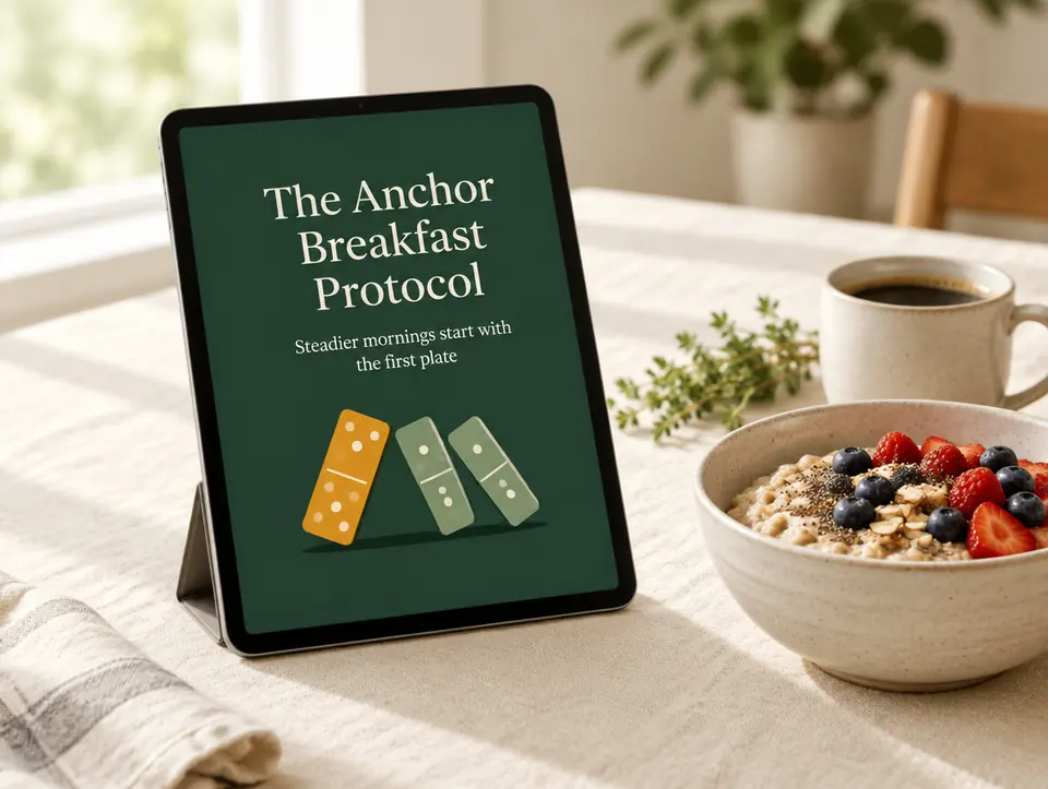 The Anchor Breakfast Protocol guide cover shown on a tablet